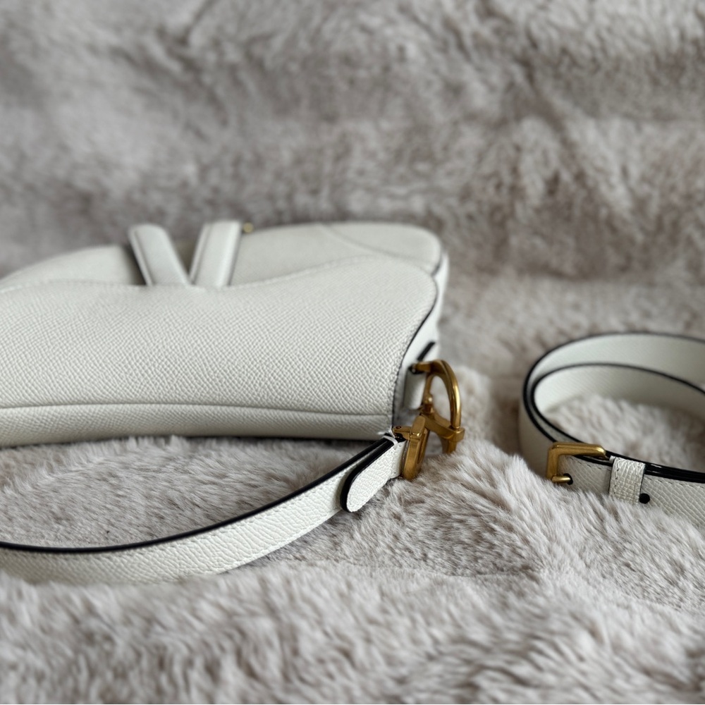 New Authentic Dior Mini Saddle Bag – White | Full Set - Picture 6 of 16